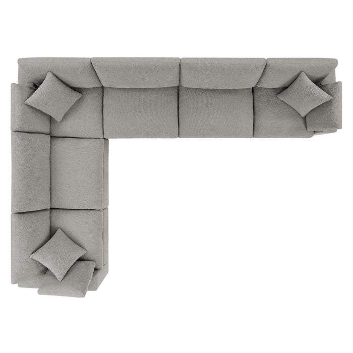 Commix Overstuffed Boucle Fabric Sectional Sofa - Plush Comfort for Modern Living Spaces