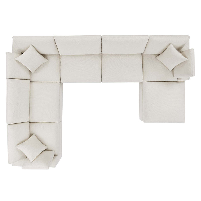 Commix Luxurious Boucle 7-Piece Overstuffed Sectional Sofa for Modern Living Room Comfort