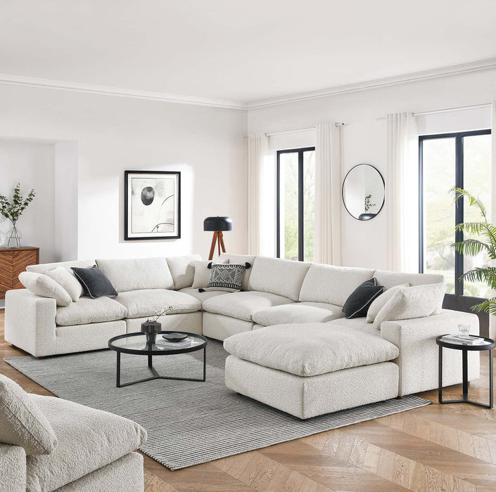 Commix Luxurious Boucle 7-Piece Overstuffed Sectional Sofa for Modern Living Room Comfort