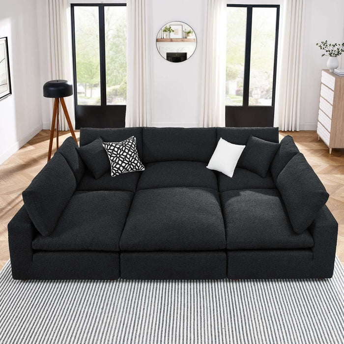 Commix Overstuffed Boucle Fabric Sectional Sofa - Plush Comfort for Modern Living Spaces