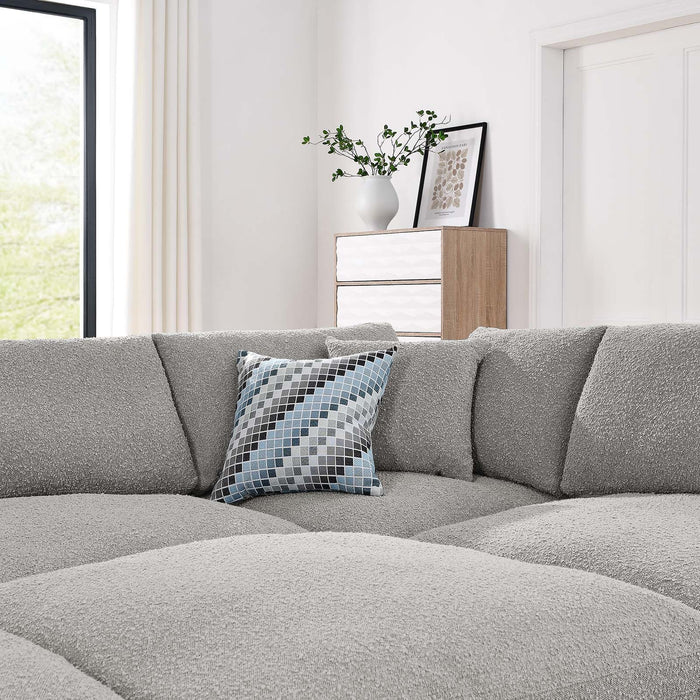 Commix Overstuffed Boucle Fabric Sectional Sofa - Plush Comfort for Modern Living Spaces