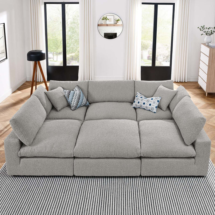 Commix Overstuffed Boucle Fabric Sectional Sofa - Plush Comfort for Modern Living Spaces