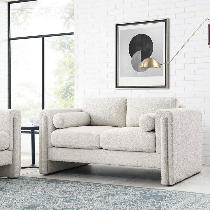 Visible Boucle Fabric Loveseat - view 10