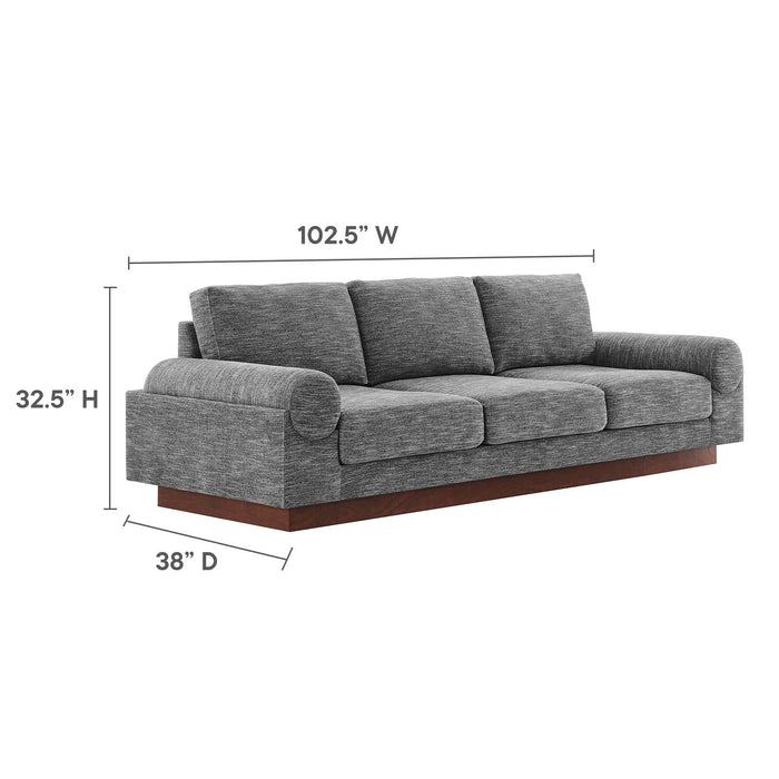 Oasis Upholstered Fabric Sofa - Modern Luxury Couch with Cozy Bolster Armrests & Stain Resistance