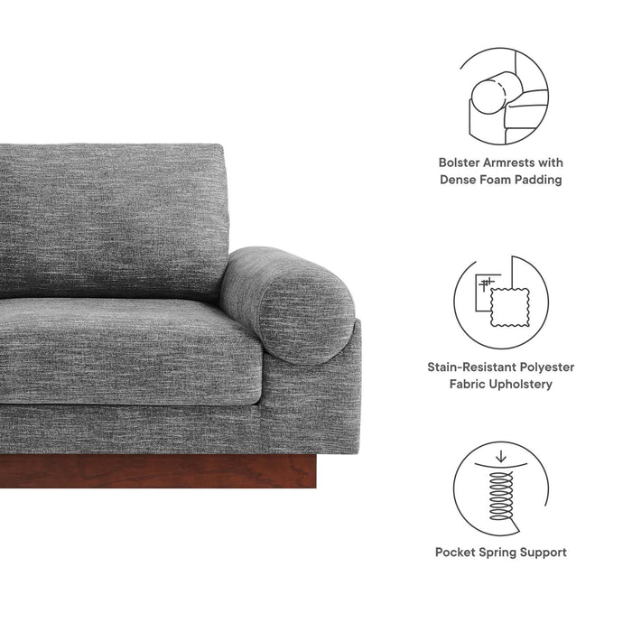 Oasis Upholstered Fabric Sofa - Modern Luxury Couch with Cozy Bolster Armrests & Stain Resistance