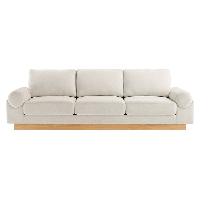 Oasis Upholstered Fabric Sofa - Modern Luxury Couch with Cozy Bolster Armrests & Stain Resistance