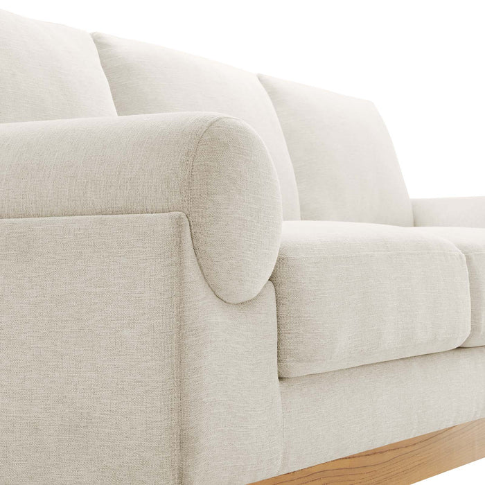 Oasis Upholstered Fabric Sofa - Modern Luxury Couch with Cozy Bolster Armrests & Stain Resistance