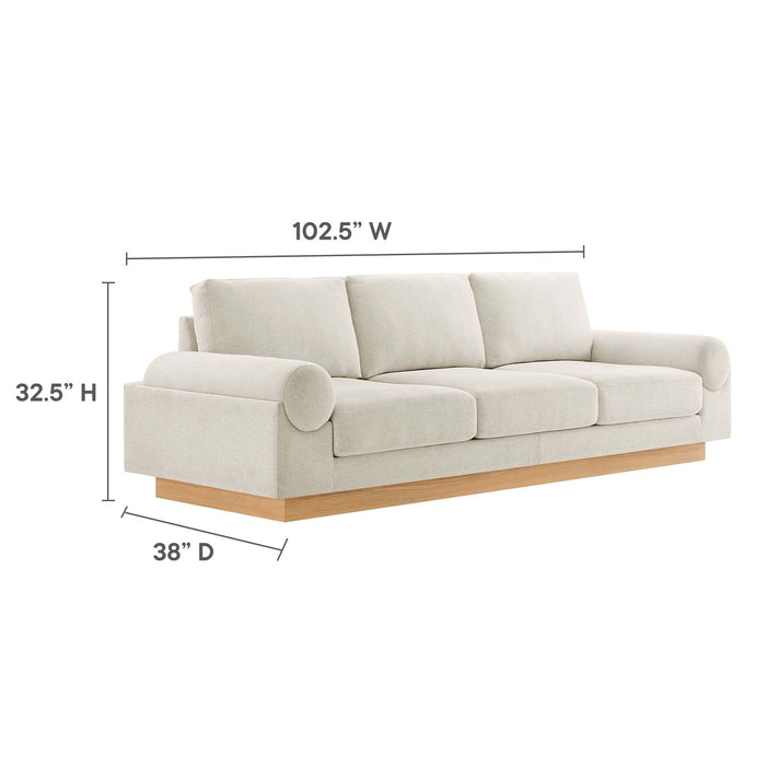 Oasis Upholstered Fabric Sofa - Modern Luxury Couch with Cozy Bolster Armrests & Stain Resistance