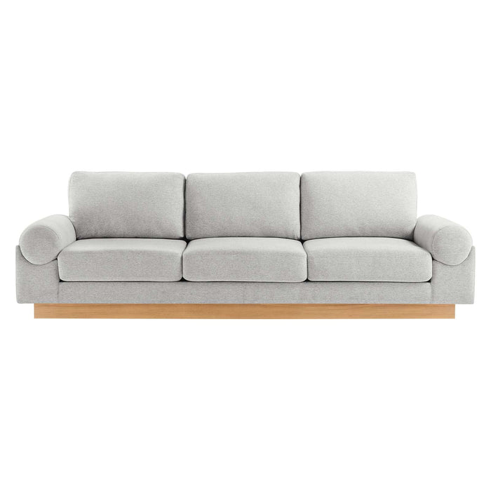 Oasis Upholstered Fabric Sofa - Modern Luxury Couch with Cozy Bolster Armrests & Stain Resistance