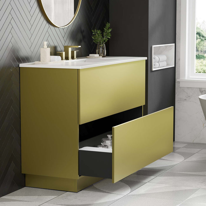 Quantum Bathroom Vanity Basin Included White Gold / 48" Single