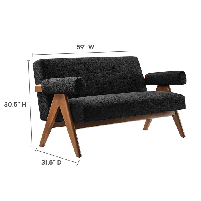 Lyra Boucle Fabric Loveseat - in lifestyle setting