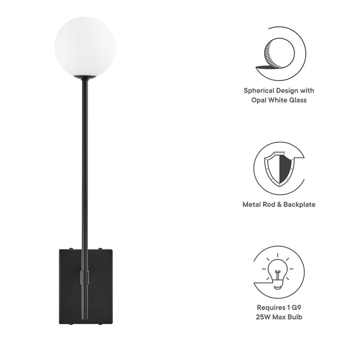 Riva White Globe Wall Sconce - detail close-up