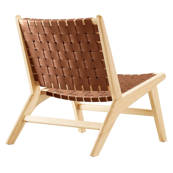 Modway Saoirse Faux Leather Wood Accent Lounge Chair Living Room Furniture - Dimensions