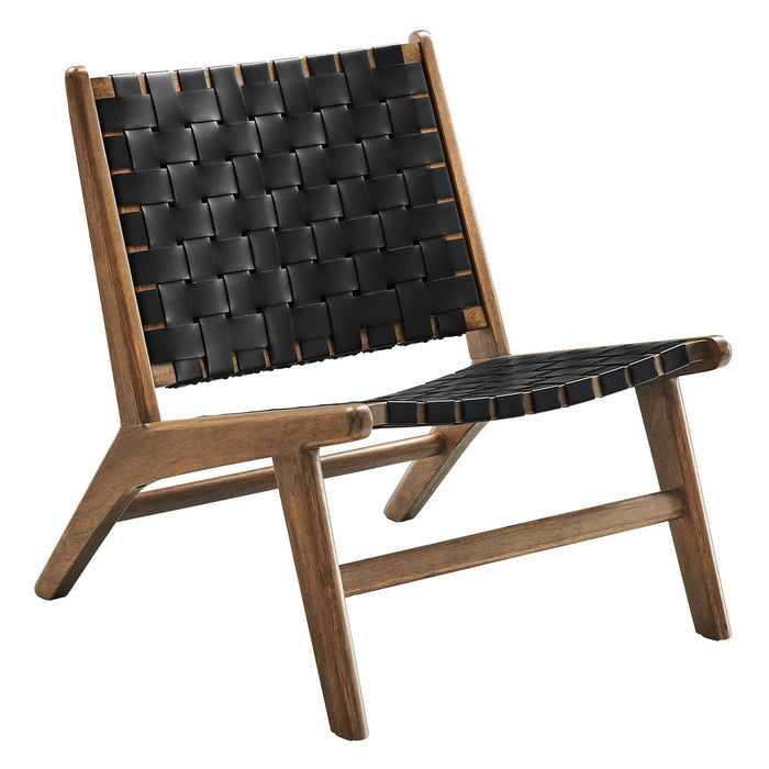 Modway Saoirse Faux Leather Wood Accent Lounge Chair Living Room Furniture - View 25