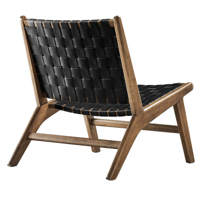 Modway Saoirse Faux Leather Wood Accent Lounge Chair Living Room Furniture - View 14