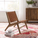 Modway Saoirse Faux Leather Wood Accent Lounge Chair Living Room Furniture - View 17