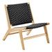 Modway Saoirse Woven Rope Wood Accent Lounge Chair Living Room Furniture in Black - Side View