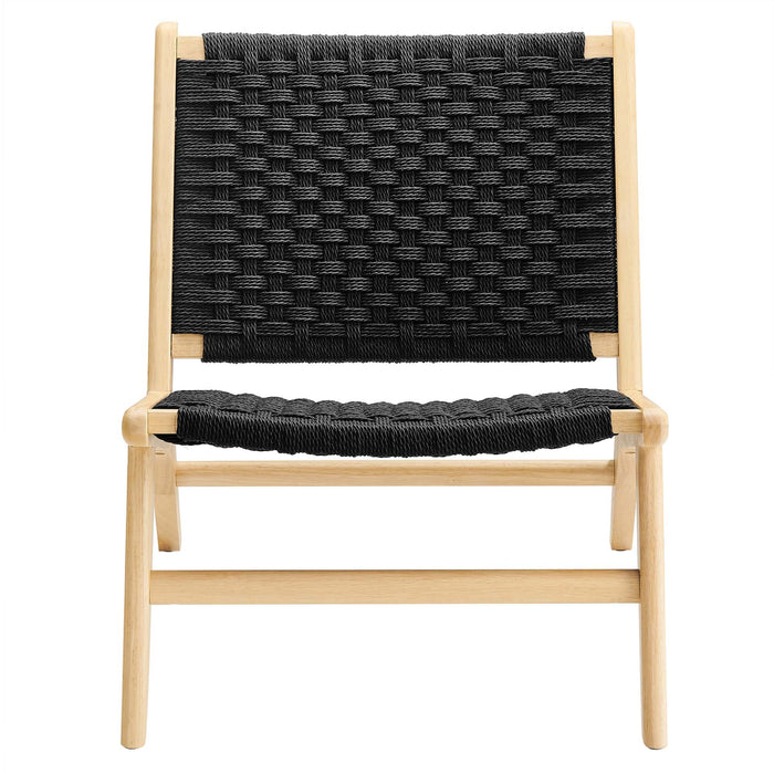 Modway Saoirse Woven Rope Wood Accent Lounge Chair Living Room Furniture - Installation View