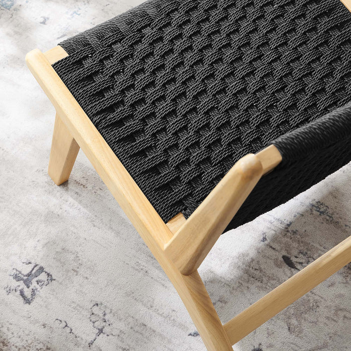 Modway Saoirse Woven Rope Wood Accent Lounge Chair Living Room Furniture - Lifestyle View