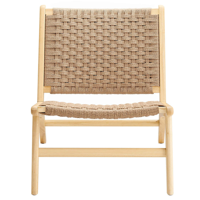 Modway Saoirse Woven Rope Wood Accent Lounge Chair Living Room Furniture - View 17
