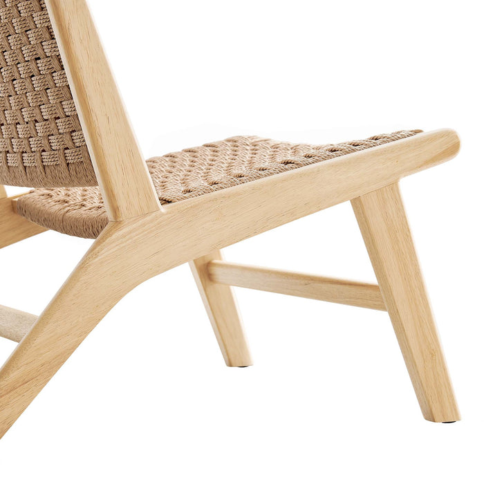 Modway Saoirse Woven Rope Wood Accent Lounge Chair Living Room Furniture - View 18