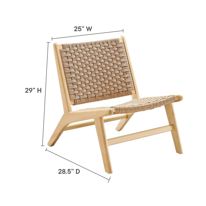 Modway Saoirse Woven Rope Wood Accent Lounge Chair Living Room Furniture - View 13