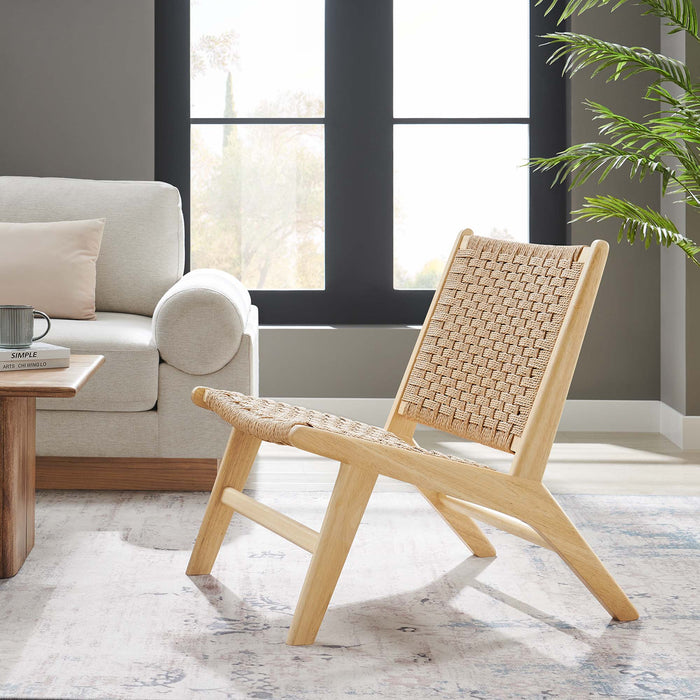 Modway Saoirse Woven Rope Wood Accent Lounge Chair Living Room Furniture - View 10