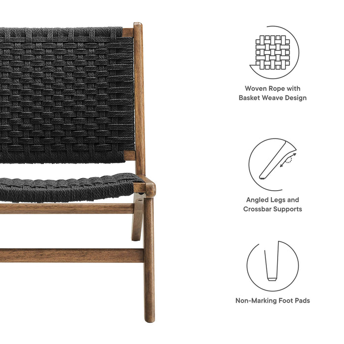 Modway Saoirse Woven Rope Wood Accent Lounge Chair Living Room Furniture - View 20