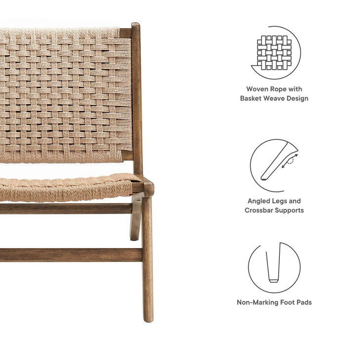 Modway Saoirse Woven Rope Wood Accent Lounge Chair Living Room Furniture - View 28