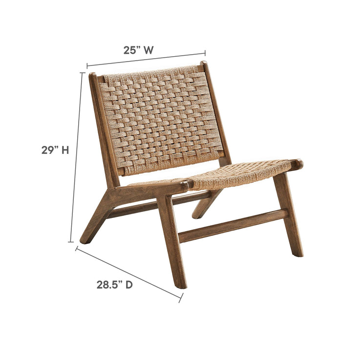 Modway Saoirse Woven Rope Wood Accent Lounge Chair Living Room Furniture - View 29