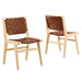 Modway Saoirse Faux Leather Wood Dining Side Chair - Set of 2 in Black