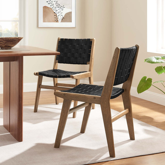 Modway Saoirse Faux Leather Wood Dining Side Chair - Set of 2 - View 11