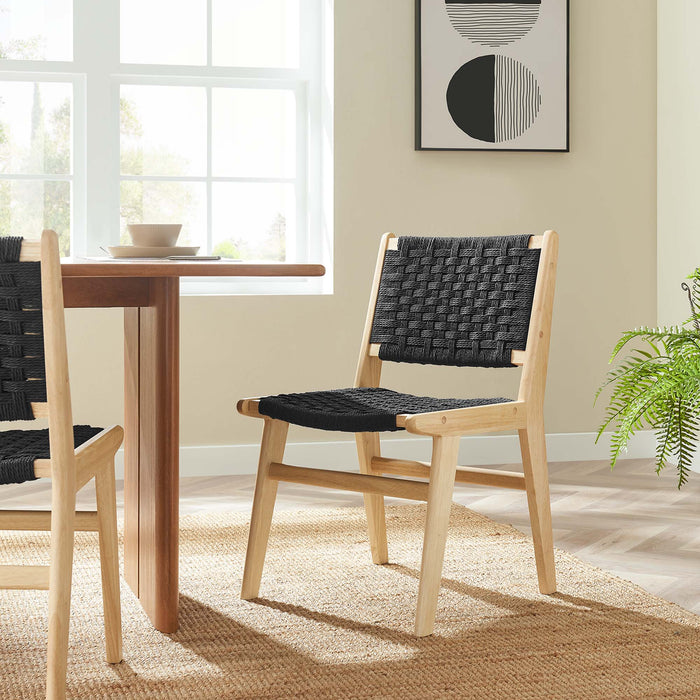 Modway Saoirse Woven Rope Wood Dining Side Chair - Set of 2 - Close-Up