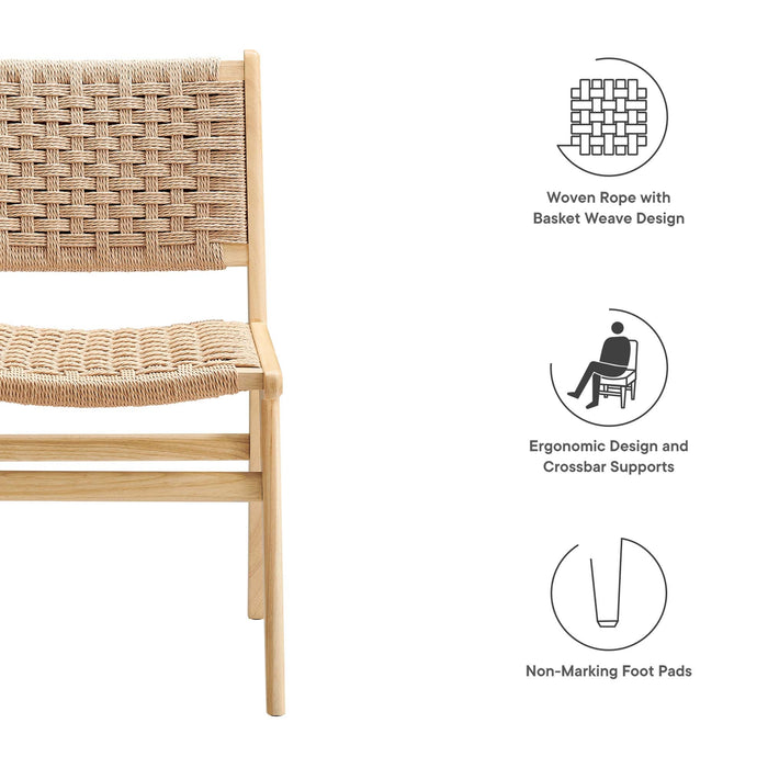 Modway Saoirse Woven Rope Wood Dining Side Chair - Set of 2 - View 12