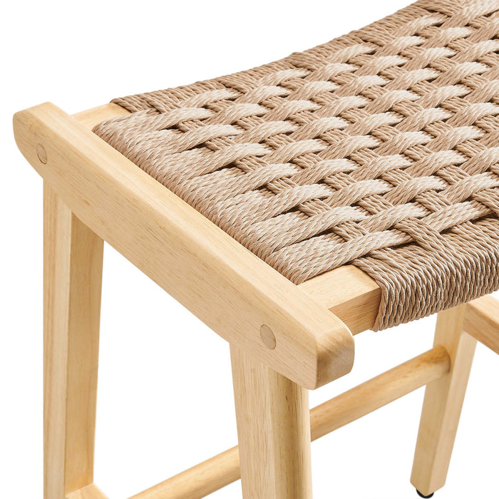 Saoirse Woven Rope Wood Counter Stool - Set of 2