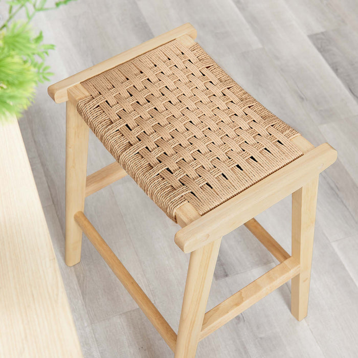 Saoirse Woven Rope Wood Counter Stool - Set of 2