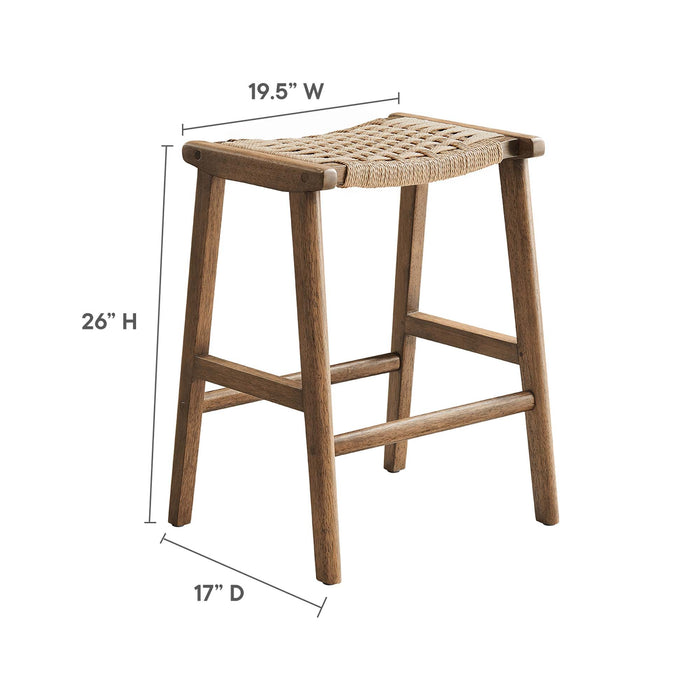 Saoirse Woven Rope Wood Counter Stool - Set of 2