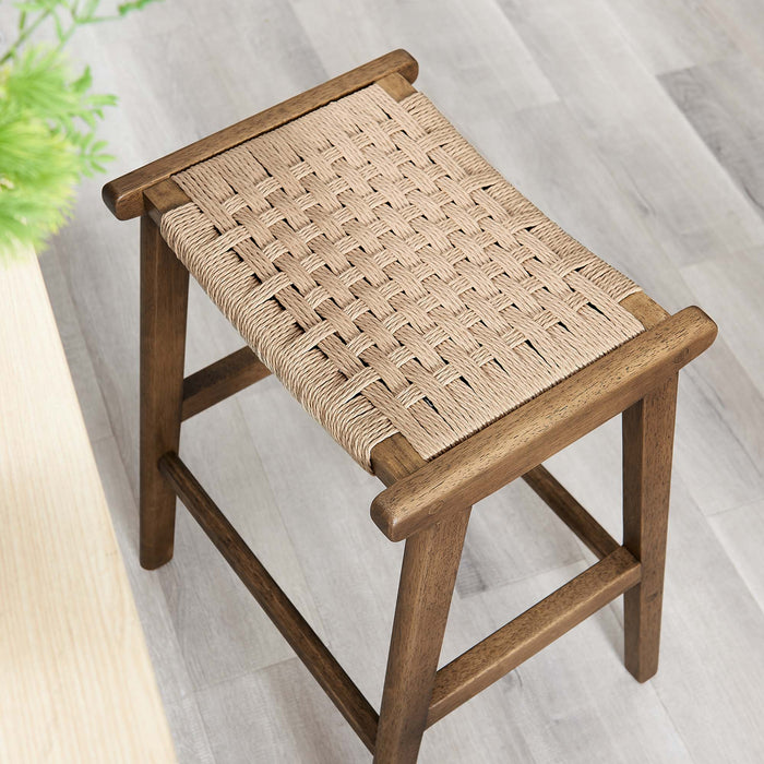 Saoirse Woven Rope Wood Counter Stool - Set of 2