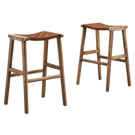 Modway Saoirse Faux Leather Wood Bar Stool - Set of 2 Living Room Furniture - View 29
