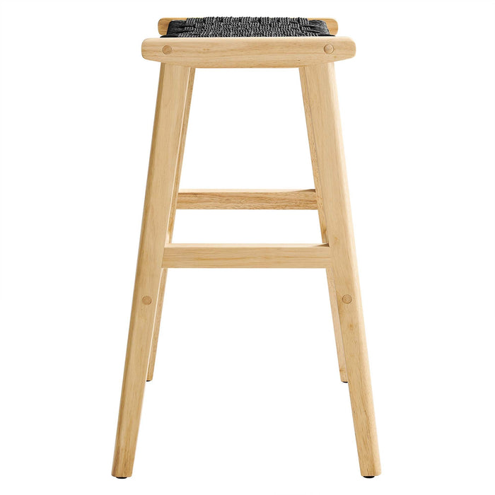 Saoirse Woven Rope Wood Bar Stool Set of 2