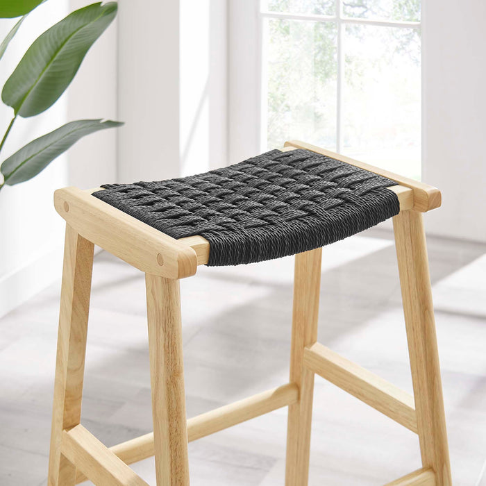 Saoirse Woven Rope Wood Bar Stool Set of 2