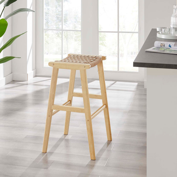 Saoirse Woven Rope Wood Bar Stool Set of 2