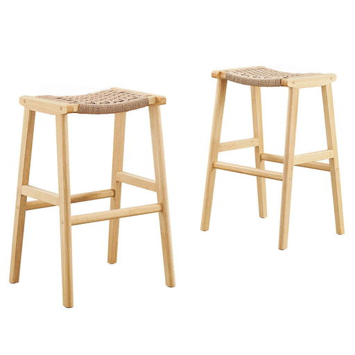 Modway Saoirse Woven Rope Wood Bar Stool Set of 2 Living Room Furniture - View 29
