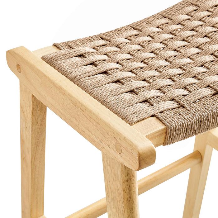 Saoirse Woven Rope Wood Bar Stool Set of 2