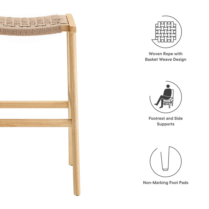 Saoirse Woven Rope Wood Bar Stool Set of 2