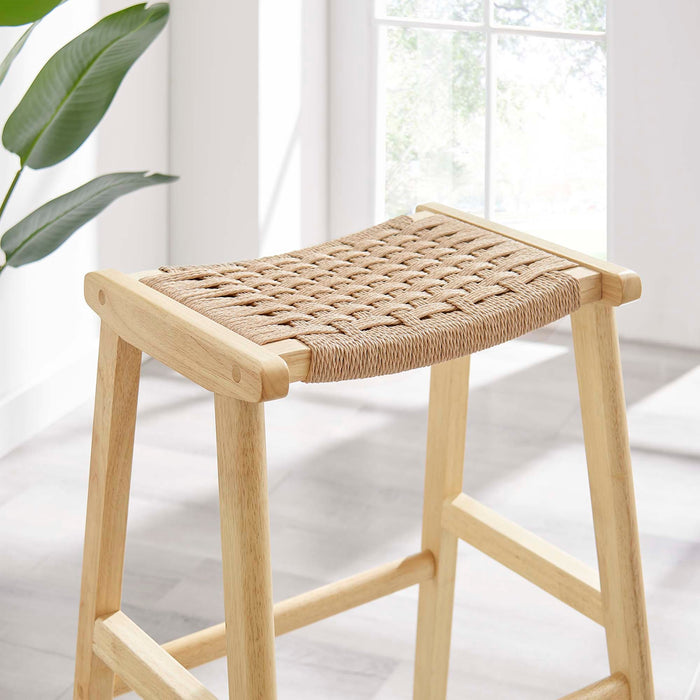 Saoirse Woven Rope Wood Bar Stool Set of 2