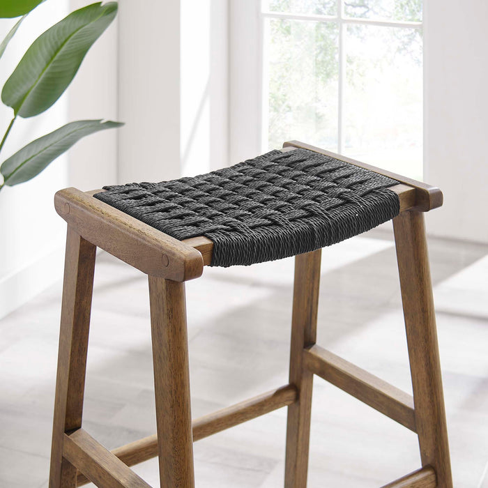 Saoirse Woven Rope Wood Bar Stool Set of 2