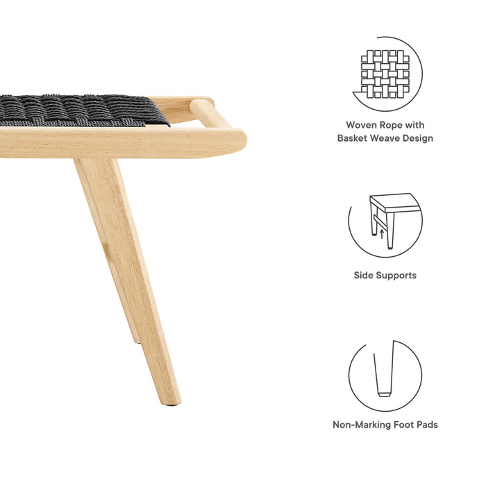 Saoirse 47" Woven Rope Wood Bench