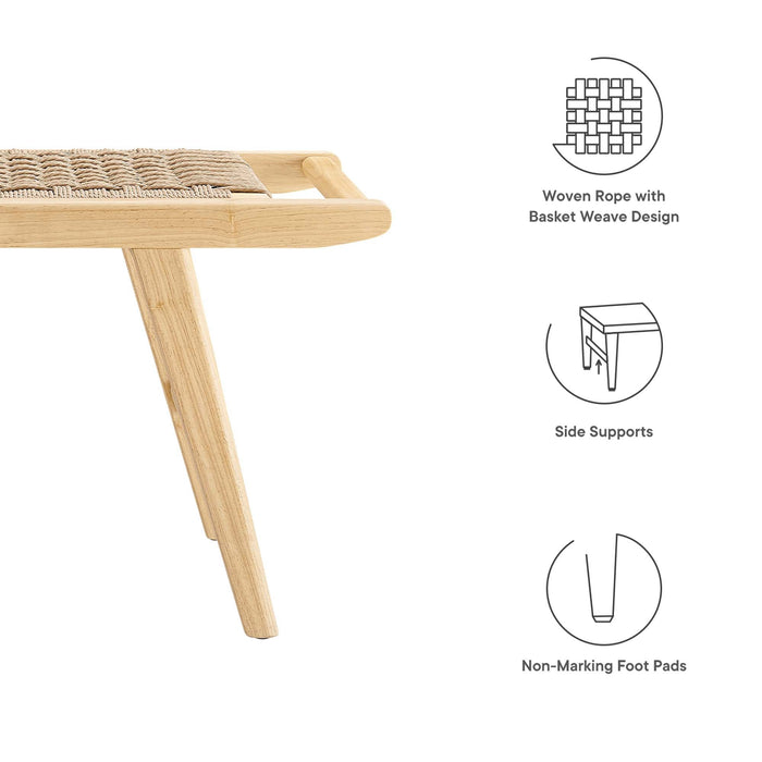 Saoirse 47" Woven Rope Wood Bench