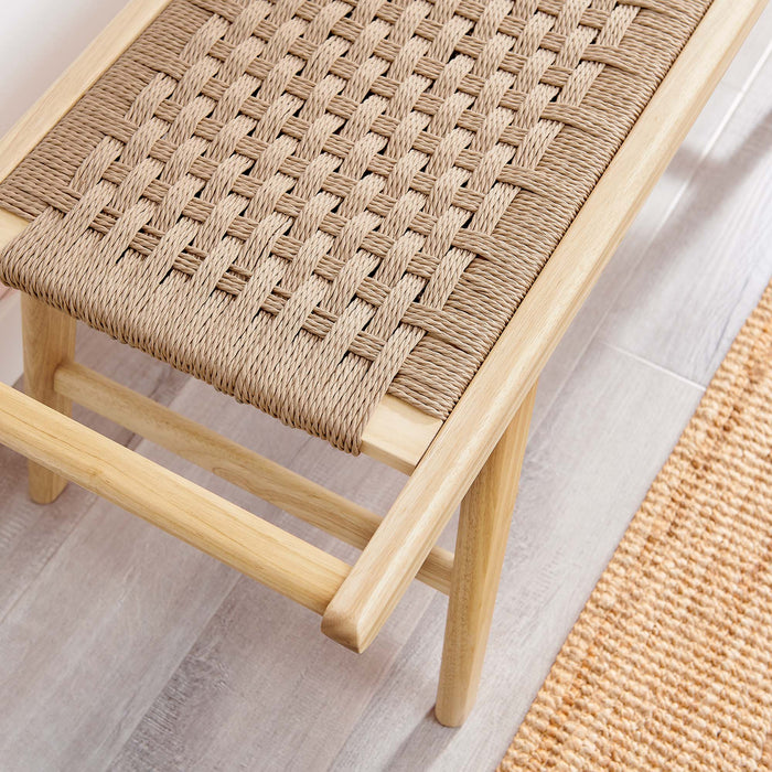 Saoirse 47" Woven Rope Wood Bench